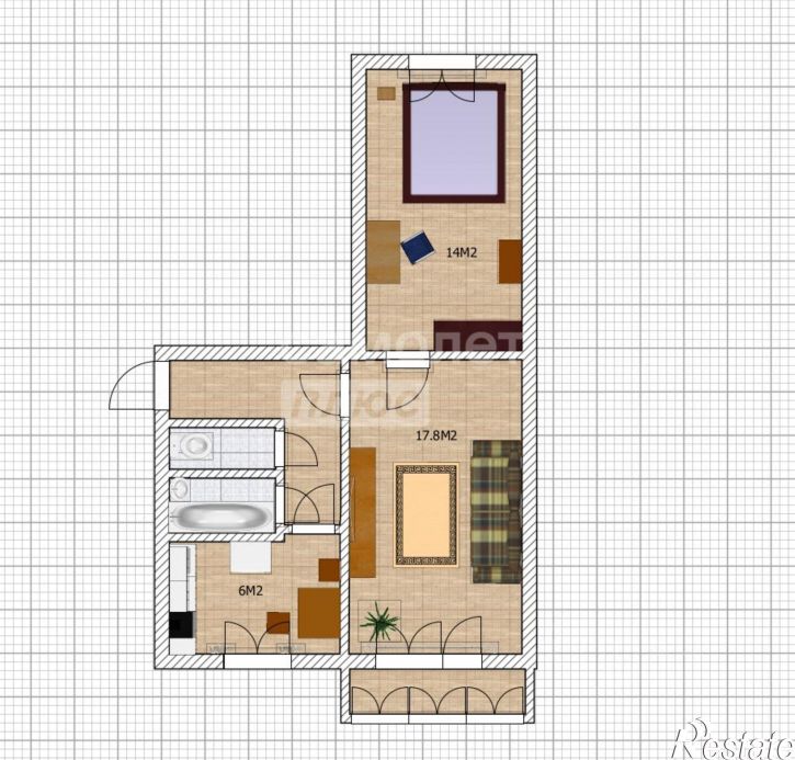 2-комн квартира Стахановская улица, 2/4,  д. 2/4