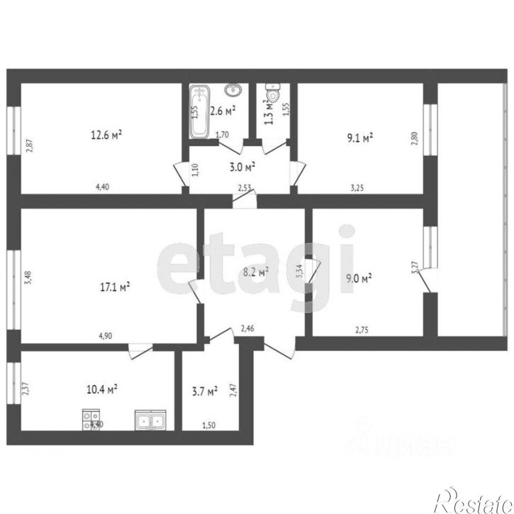 4-комн квартира пер Владимира Мартьянова, 144/1,  д. 144/1