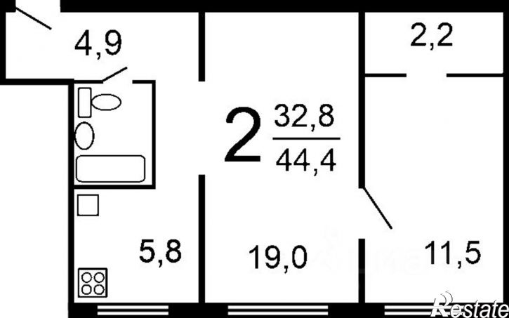 2-комн квартира ул Приречная, 2/2,  д. 2/2