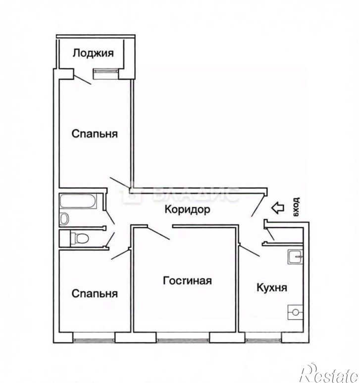 3-комн квартира Ленинградская улица, 55,  д. 55