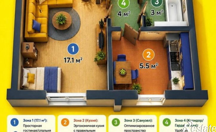 1-комн квартира ул Ленинградская, 37,  д. 37