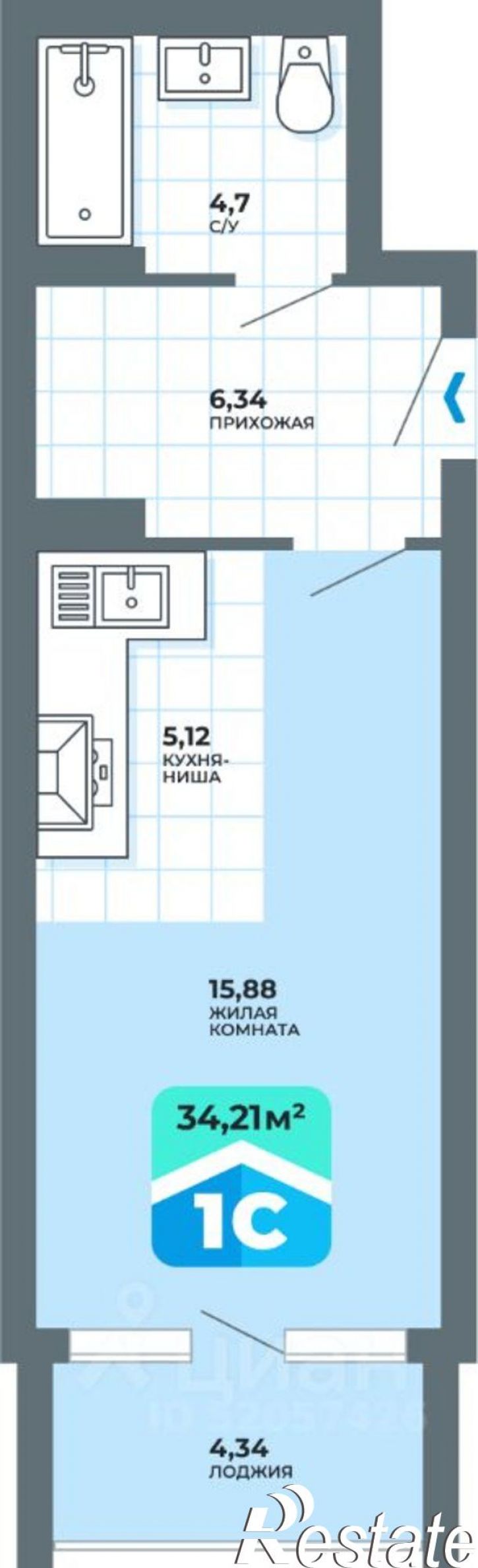1-комн квартира в новом доме ул Советская, 211/1,  д. 211/1