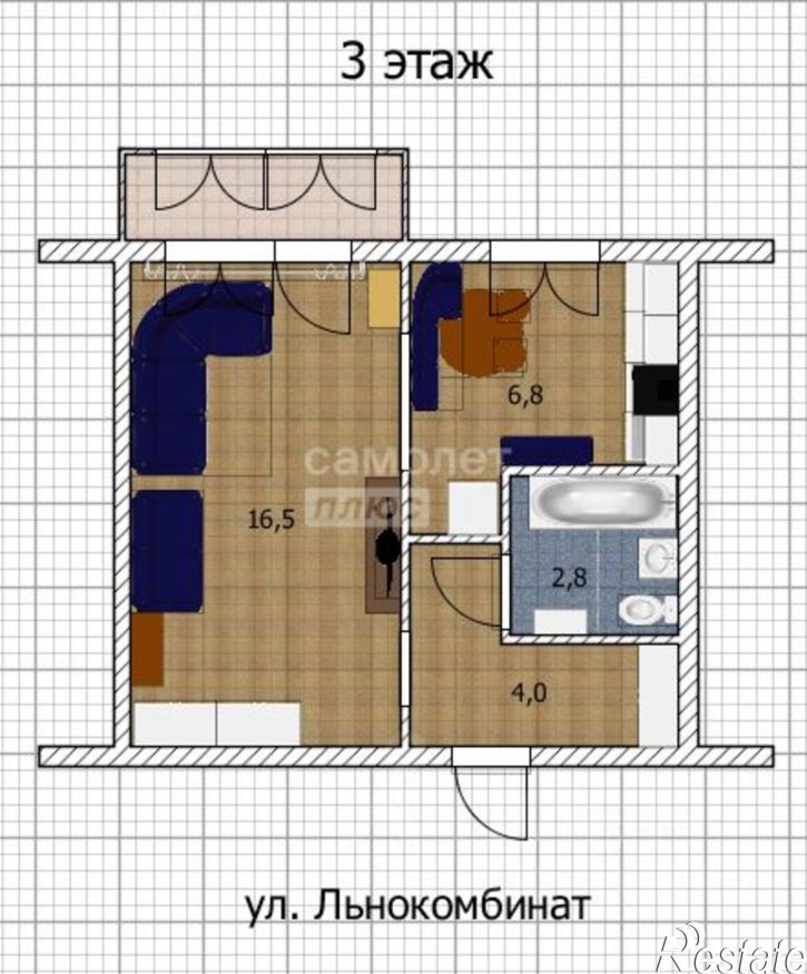 1-комн квартира улица Льнокомбинат, 15Г,  д. 15Г