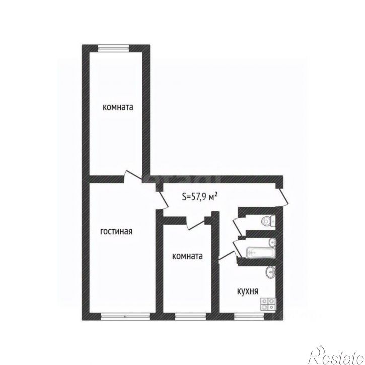 3-комн квартира ул Приречная, 2/2,  д. 2/2